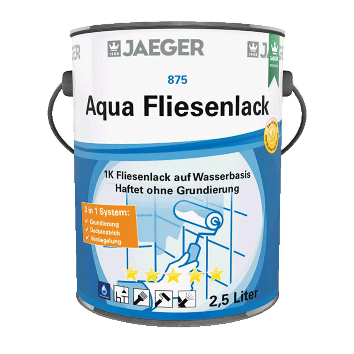 Jaeger Aqua Fliesenlack 2,5 lt 8750701-251 Perla - Mittelgrau